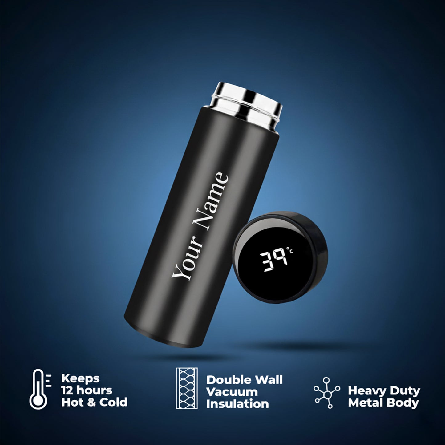 Temperature smart water bottle stainless steel