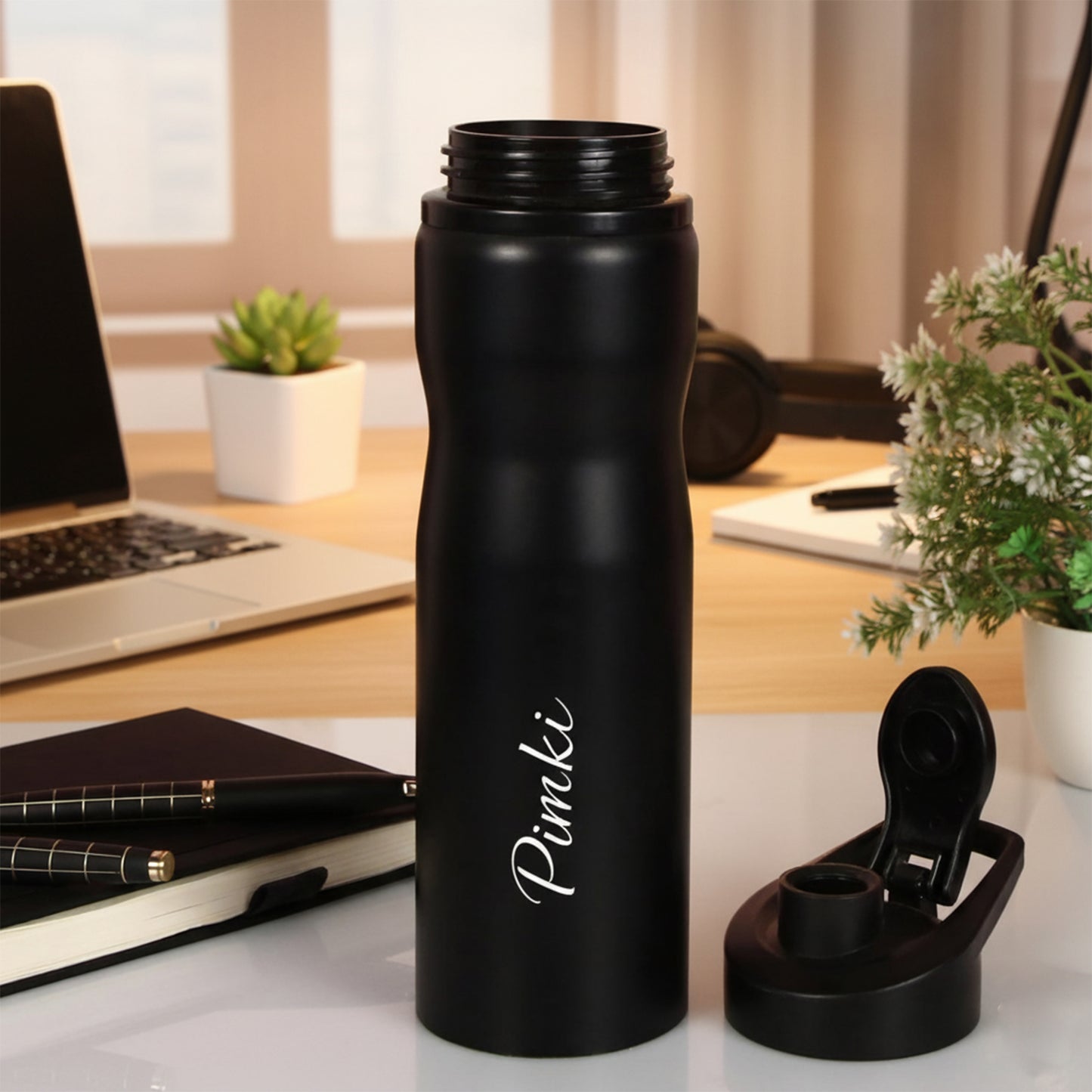 Customized Sipper Black Water Bottle Steel Bottle