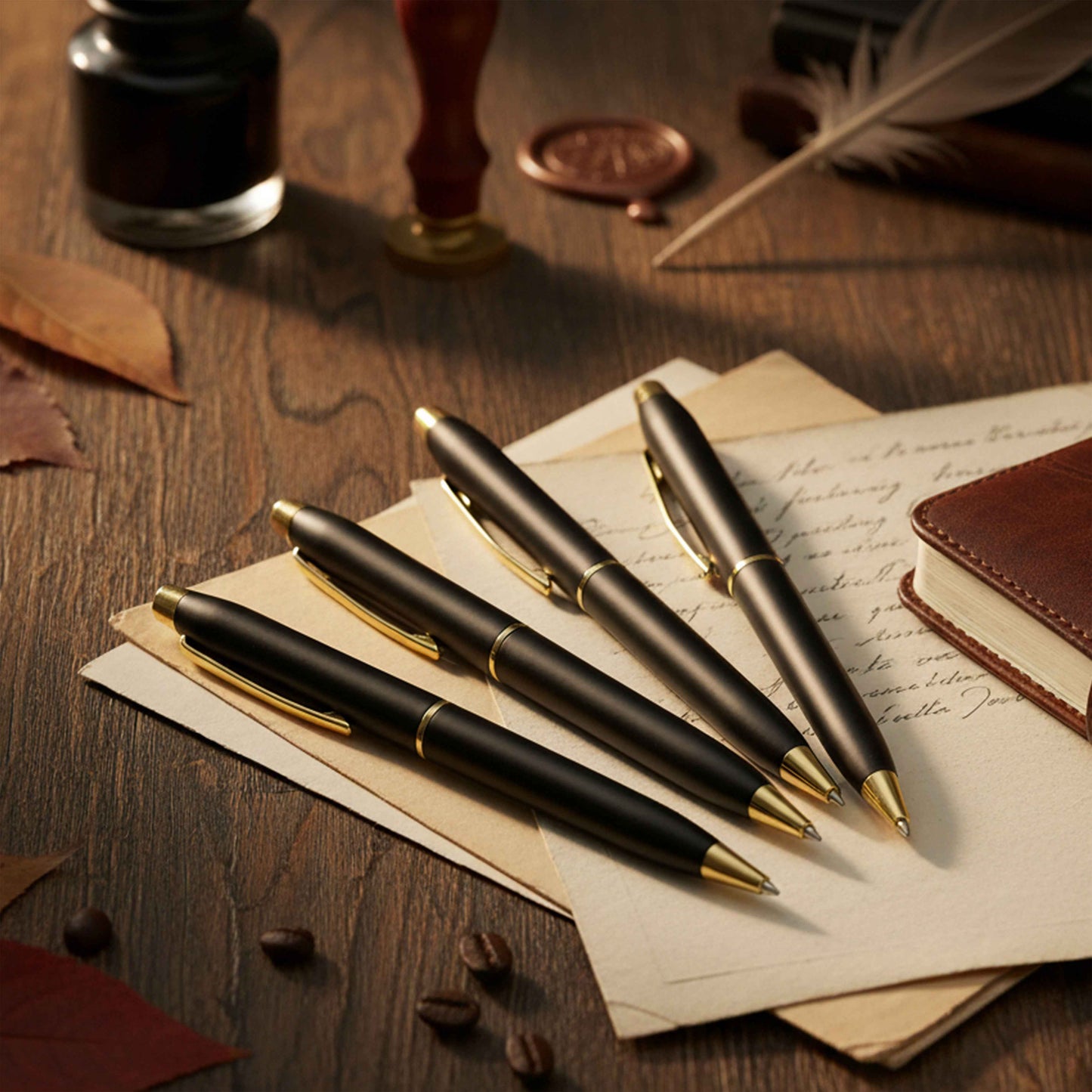 Personalized Matt Black and Gold Roller Pen