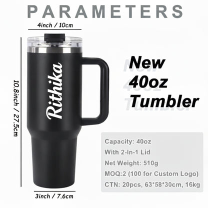 Tumbler Water Bottle with Lid and Straw 1.2L Stainless Steel