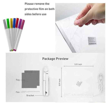 3D LED Light Glass Acrylic Writing pad
