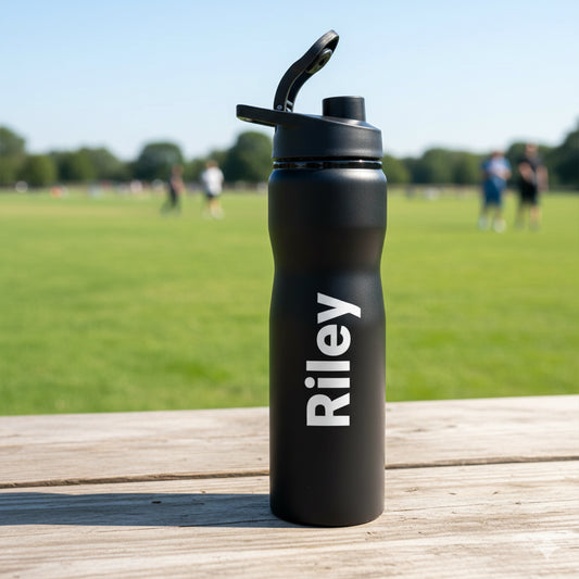 Customized Sipper Black Water Bottle  Steel Bottle